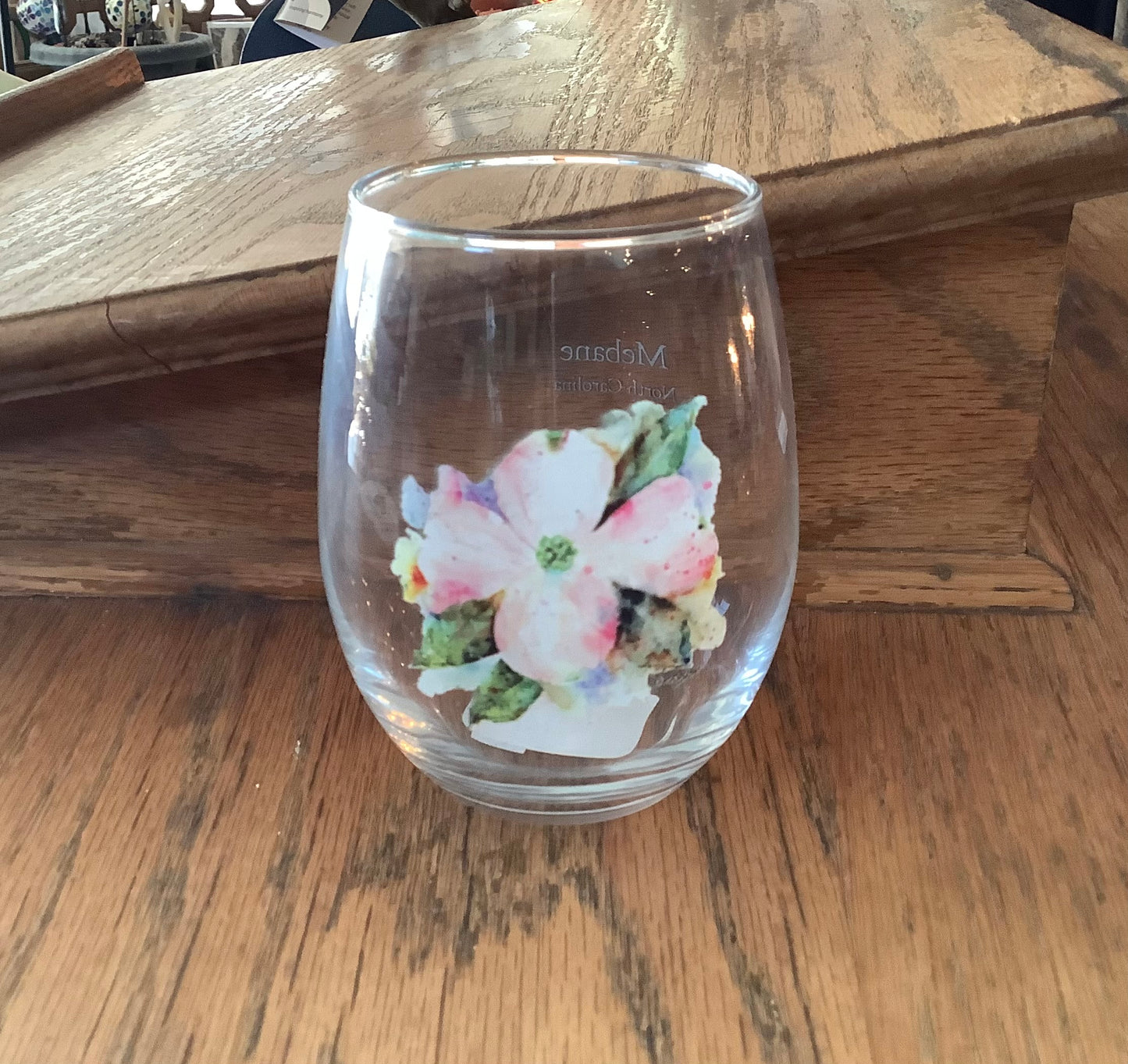 Mebane, North Carolina Dogwood Wine Glass