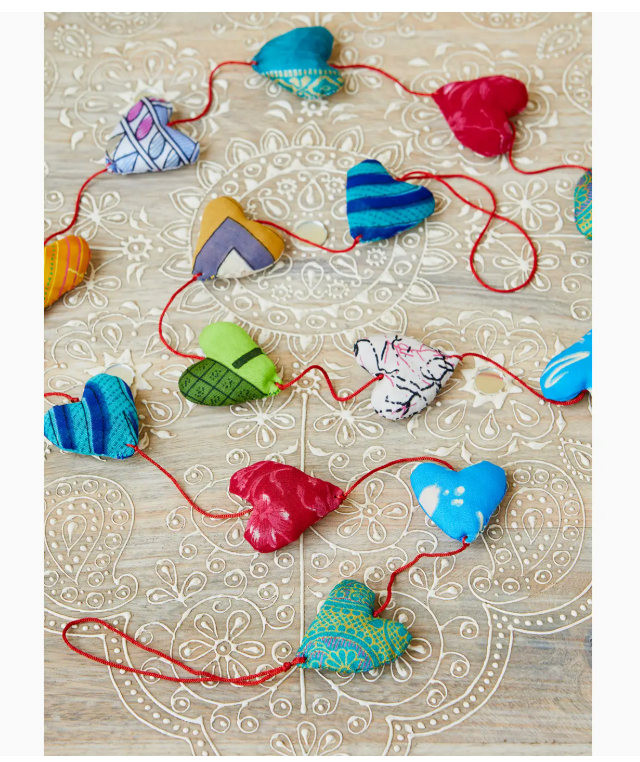 Recycled Sari Heart Garland